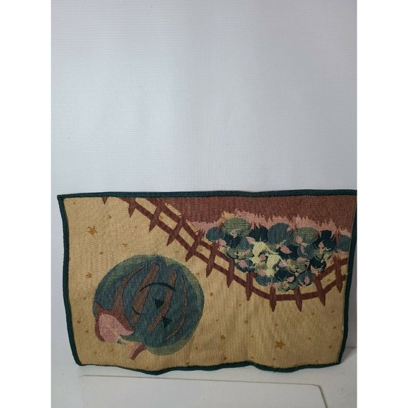 Set Of 2 Halloween Pumpkin Black Cat Pumpkin Patch Woven Cloth Placemats Vintage - Picture 3 of 7